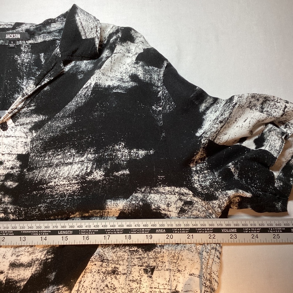 Jackson Abstract Brushstroke Shirt Mens L Black White Grunge Streetwear Indie - Picture 6 of 7